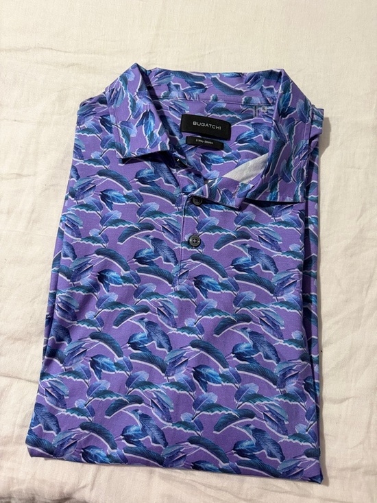 Bugatchi Other - Bugatchi Purple Polo with Blue feather Print